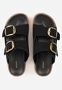 Czarne Klapki VICES Ozdobione Dużymi Klamrami Jenniviane