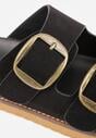 Czarne Klapki VICES Ozdobione Dużymi Klamrami Jenniviane
