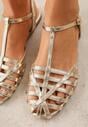 Złote Sandały VICES Ozdobione Cienkimi Paskami Calodora