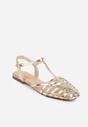 Złote Sandały VICES Ozdobione Cienkimi Paskami Calodora