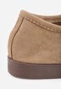 Beżowe Mokasyny VICES ze Skórzaną Wkładką i Pomponami Loraerin