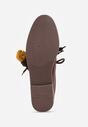 Ciemnobrązowe Mokasyny VICES ze Skórzaną Wkładką i Pomponami Loraerin