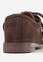 Ciemnobrązowe Mokasyny VICES ze Skórzaną Wkładką i Pomponami Loraerin
