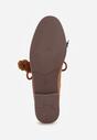 Brązowe Mokasyny VICES ze Skórzaną Wkładką i Pomponami Loraerin