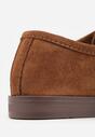 Brązowe Mokasyny VICES ze Skórzaną Wkładką i Pomponami Loraerin