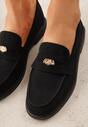 Czarne Mokasyny VICES ze Skórzaną Wkładką i Metaliczną Ozdobą Sereisana