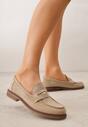 Beżowe Mokasyny VICES ze Skórzaną Wkładką i Metaliczną Ozdobą Sereisana