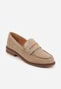 Beżowe Mokasyny VICES ze Skórzaną Wkładką i Metaliczną Ozdobą Sereisana