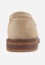 Beżowe Mokasyny VICES ze Skórzaną Wkładką i Metaliczną Ozdobą Sereisana