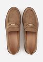 Ciemnobeżowe Mokasyny VICES ze Skórzaną Wkładką i Metaliczną Ozdobą Sereisana