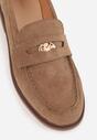 Ciemnobeżowe Mokasyny VICES ze Skórzaną Wkładką i Metaliczną Ozdobą Sereisana
