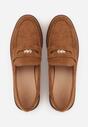 Brązowe Mokasyny VICES ze Skórzaną Wkładką i Metaliczną Ozdobą Sereisana