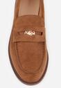 Brązowe Mokasyny VICES ze Skórzaną Wkładką i Metaliczną Ozdobą Sereisana