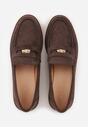 Ciemnobrązowe Mokasyny VICES ze Skórzaną Wkładką i Metaliczną Ozdobą Sereisana
