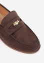 Ciemnobrązowe Mokasyny VICES ze Skórzaną Wkładką i Metaliczną Ozdobą Sereisana