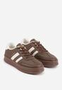 Brązowe Sneakersy Sportowe z Ozdobnymi Paskami i Przeszyciami Wenilan