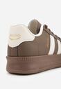 Brązowe Sneakersy Sportowe z Ozdobnymi Paskami i Przeszyciami Wenilan