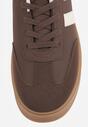 Brązowe Sneakersy VICES Typu Tenisówki na Platformie z Paskami po Bokach Zidilla