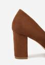 Brązowe Casualowe Czółenka na Słupku Vices z Wkładką ze Skóry Naturalnej Maidra