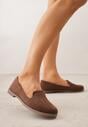 Brązowe Balerinki Typu Mokasyny Ravinda