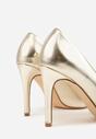 Jasnozłote Szpilki Vices w Klasycznym Stylu z Wkładką ze Skóry Naturalnej Innaris