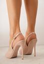Beżowe Szpilki VICES Slingback z Wkładką ze Skóry Naturalnej  Zoretta
