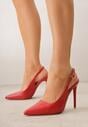Czerwone Szpilki VICES Slingback z Wkładką ze Skóry Naturalnej  Zoretta
