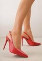 Czerwone Szpilki VICES Slingback z Wkładką ze Skóry Naturalnej  Zoretta
