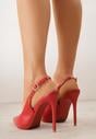 Czerwone Szpilki VICES Slingback z Wkładką ze Skóry Naturalnej  Zoretta