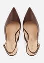 Brązowe Szpilki VICES Slingback z Wkładką ze Skóry Naturalnej  Zoretta