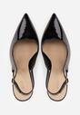Czarne Szpilki Slingback VICES z Lakierowanym Połyskiem i Skórzaną Wkładką Marinja