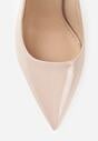 Beżowe Szpilki Slingback VICES z Lakierowanym Połyskiem i Skórzaną Wkładką Marinja