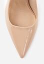 Ciemnobeżowe Szpilki Slingback VICES z Lakierowanym Połyskiem i Skórzaną Wkładką Marinja