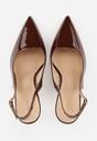 Brązowe Szpilki Slingback VICES z Lakierowanym Połyskiem i Skórzaną Wkładką Marinja