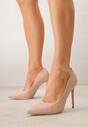 Beżowe Gładkie Szpilki VICES w Klasycznym Stylu Temilis