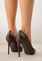 Brązowe Gładkie Szpilki VICES w Klasycznym Stylu Temilis