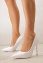 Białe Gładkie Szpilki VICES w Klasycznym Stylu Temilis