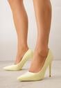 Żółte Gładkie Szpilki VICES w Klasycznym Stylu Temilis