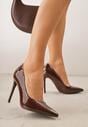 Brązowe Lakierowane Szpilki VICES o Klasycznym Fasonie Corsinia