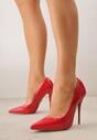 Czerwone Lakierowane Szpilki VICES na Ozdobnym Obcasie Zafriah