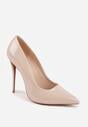 Beżowe Lakierowane Szpilki VICES na Ozdobnym Obcasie Zafriah