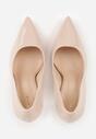 Beżowe Lakierowane Szpilki VICES na Ozdobnym Obcasie Zafriah