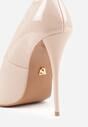 Beżowe Lakierowane Szpilki VICES na Ozdobnym Obcasie Zafriah