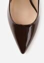 Brązowe Lakierowane Szpilki VICES na Ozdobnym Obcasie Zafriah