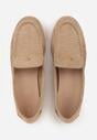 Beżowe Mokasyny VICES z Wkładką ze Skóry Naturalnej i Metalicznym Elementem Alcimene