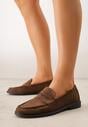 Ciemnobrązowe Mokasyny VICES z Wkładką ze Skóry Naturalnej i Przeszyciami Astanie