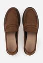 Ciemnobrązowe Mokasyny VICES z Wkładką ze Skóry Naturalnej i Przeszyciami Astanie