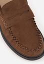 Ciemnobrązowe Mokasyny VICES z Wkładką ze Skóry Naturalnej i Przeszyciami Astanie