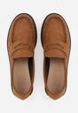 Brązowe Mokasyny VICES z Wkładką ze Skóry Naturalnej i Przeszyciami Astanie