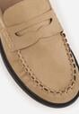 Beżowe Mokasyny VICES z Wkładką ze Skóry Naturalnej i Przeszyciami Astanie
